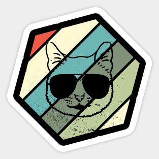 Unique Vintage Cat Face With Sunglass Sticker